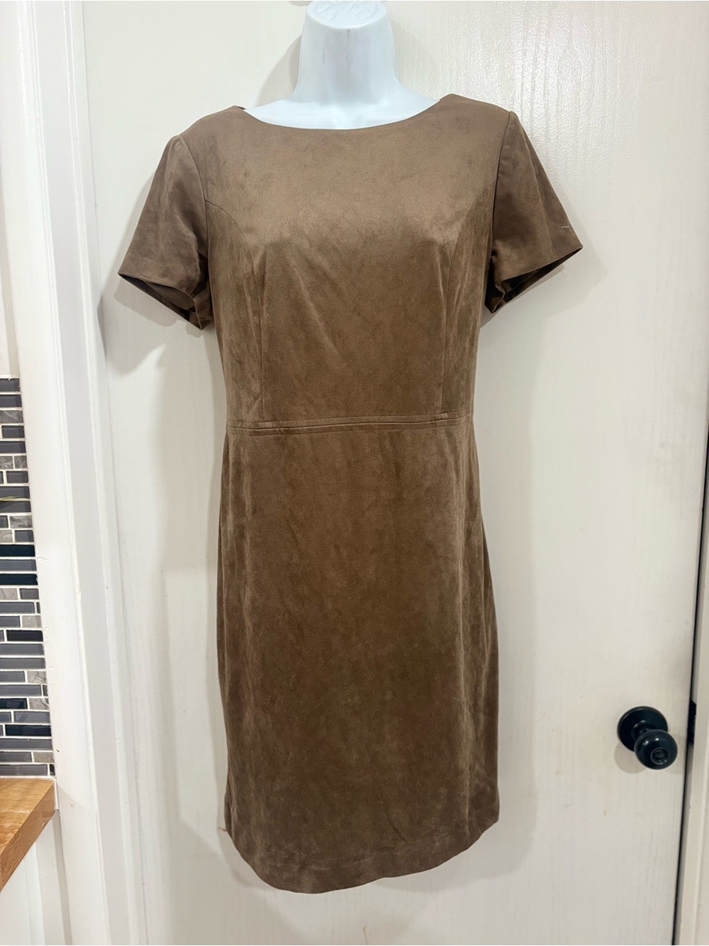 Chico’s Classic Brown Suede Short Sleeve Sheath Dress